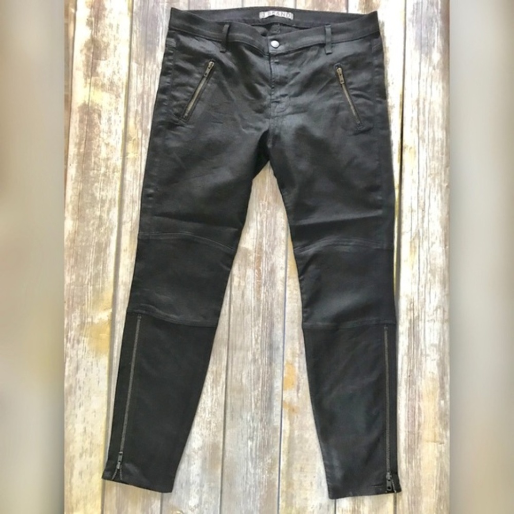 J Brand Black Moto Coated Stretch Skinny Jeans